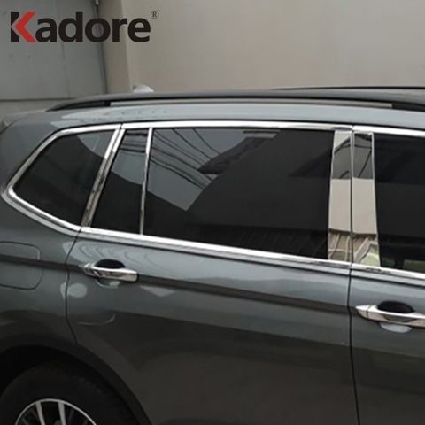 For Volkswagen Tiguan 2017 2022 Stainless Steel Car Door Window Frame Center Pillars B+C Cover Trim Exterior Accessories ► Photo 1/6