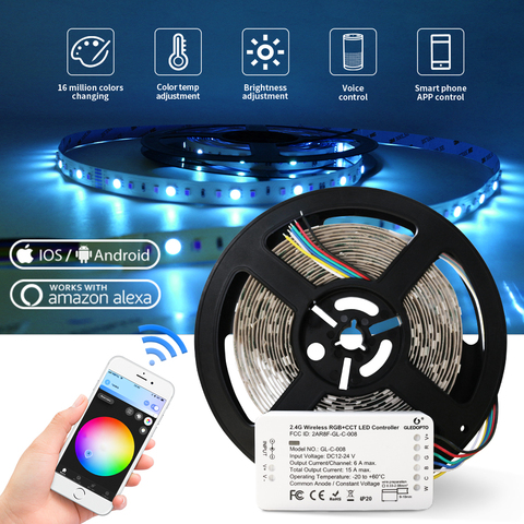 zigbee led strip light work with alexa echo puls rgb/rgbw/rgb+cct warm white 24V Zigbee controller smart phone control LED light ► Photo 1/6