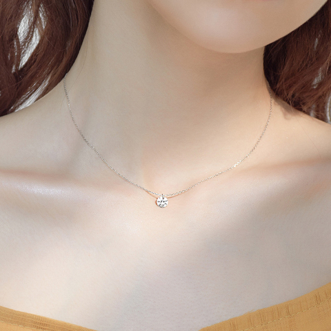 Trendy Sweet 925 Sterling Silver  O-Chain AAA CZ Mosaic Zircon Pendant Choker Necklace 2022 Fine Jewelry For Women Gift NK013 ► Photo 1/6