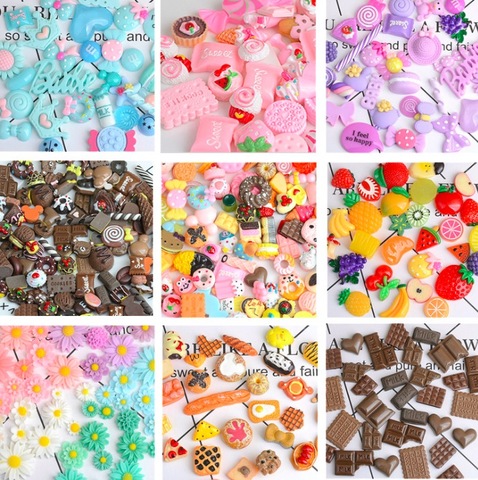 10PCS Candy Resin Charms For Jewelry Making Cute Kawaii Food Fruit