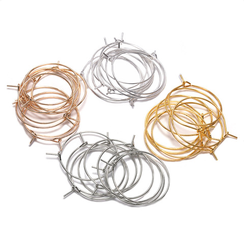 50pcs/lot 20 25 30 35 mm  KC Gold Hoops Earrings Big Circle Ear Wire Hoops Earrings Wires For DIY Jewelry Making Supplies ► Photo 1/6