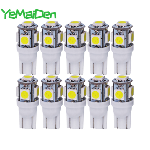 10x Car T10 5W5 W5W LED Bulb 12V 7000K 5050 5 SMD 5W5 LED Signal Light Wedge Side Interior Dome Reading Clearance Lamps Styling ► Photo 1/6