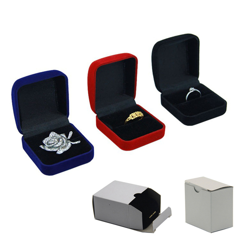 Wholesale Engagement Ring Box Black Velvet Stud Earring Storage Packing Foldable Box Wedding Ring Valentine's Day Gift Organizer ► Photo 1/6