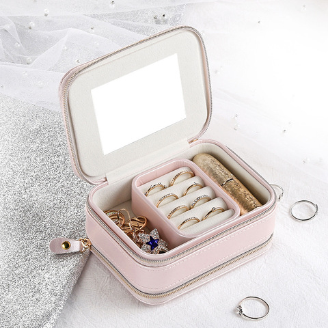 Jewelry Casket Cosmetic Organizer Makeup Bag Multi-function Earrings Ring Container Case Home Storage Organization Jewelry Box ► Photo 1/6