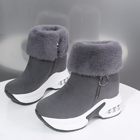 Women Ankle Boot Warm Plush Winter Shoes For Woman Boots High Heels Ladies Boot Women Snow Boots Winter Shoes Height Increasing ► Photo 1/6