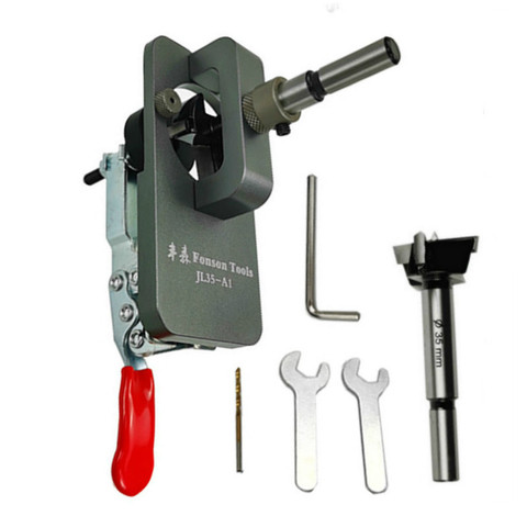 35mm Hinge Hole Device Drilling Guide Locator Cabinet Door Aircraft Hinge Opener Door Cabinets Aluminum Alloy Woodworking Tool ► Photo 1/6