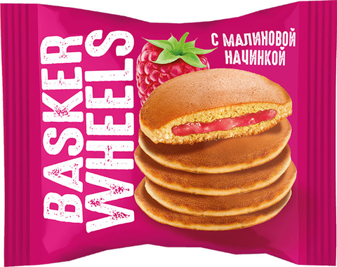 «Basker Wheels», pancake с джемом с соком малины, 36 г ► Photo 1/1