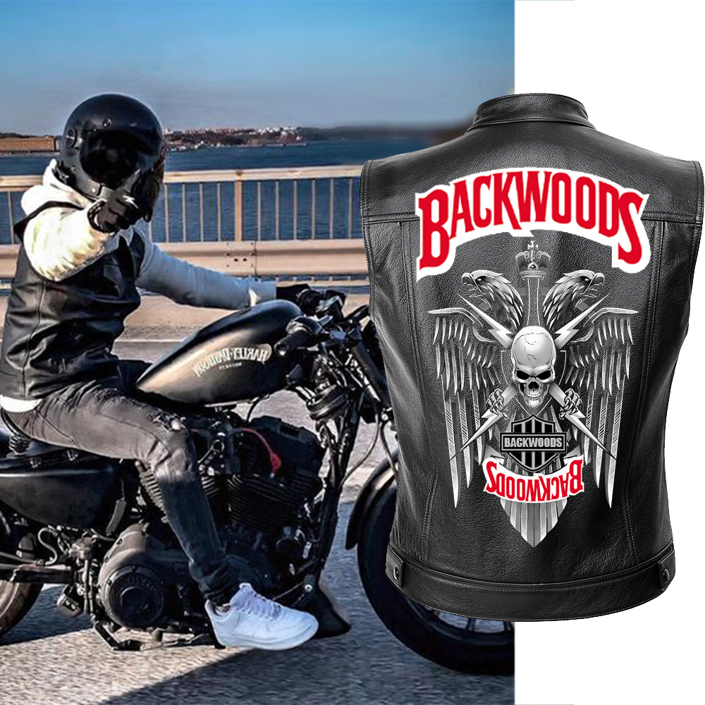 Men's Rivet Motorcycle Gangster Black Real Leather Jacket 