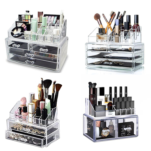 Makeup Organizer Cosmetic Storage Box Transparent Plastic Box Organizador Acrylic Desktop Jewelry  Bathroom Multifunctional ► Photo 1/6