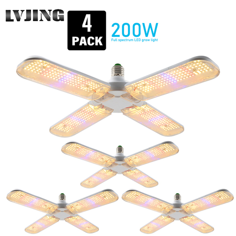 4pcs 2pcs 1pcs E27 LED Grow Light 200W Full Spectrum Growth Lamp Bulbs Waterproof for Indoor Outdoor Greenhouse Plant Flower Veg ► Photo 1/6