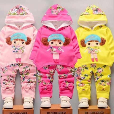 2022 New autumn and winter plus velvet suit children cartoon sheepskin coat children's clothing cute girl two-piece1-4 years old ► Photo 1/6