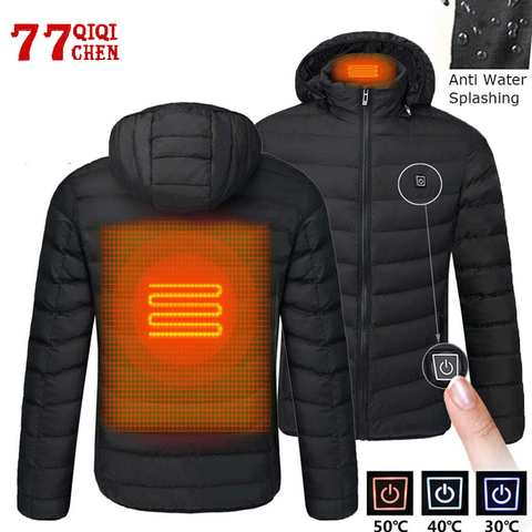 Winter Heated Jackets Men Thermal Heating Clothing Outdoor Coat USB Electric Battery Long Sleeves Heating 2022 Hooded Jackets ► Photo 1/6