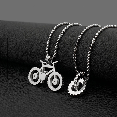 Heavy industry machinery gear pendant stainless steel bicycle shape men and women titanium steel necklace hot sale ► Photo 1/6