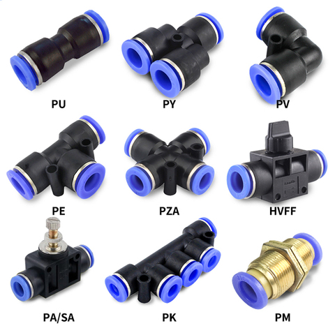 Pneumatic Fitting Fittings Quick Connector Air Water Hose Tube Connectors Plastic PU PY 4mm 6mm 8mm 10mm 12mm Push Into ► Photo 1/6