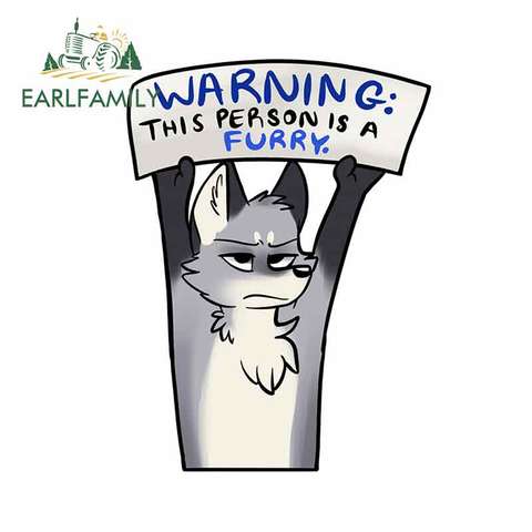 EARLFAMILY 13cm x 9.6cm for Warning Furry Wolf  Artworktee Fine Decal Personality Waterproof Car Stickers for RV Vinyl Car Wrap ► Photo 1/4