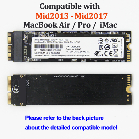 NEW SSD 128G 256G 512G 1T For Macbook Air 2013 2014 2015 A1465 A1466 imac PRO 2013 2014 2015 A1502 A1398 mini SOLID STATE DISK ► Photo 1/6