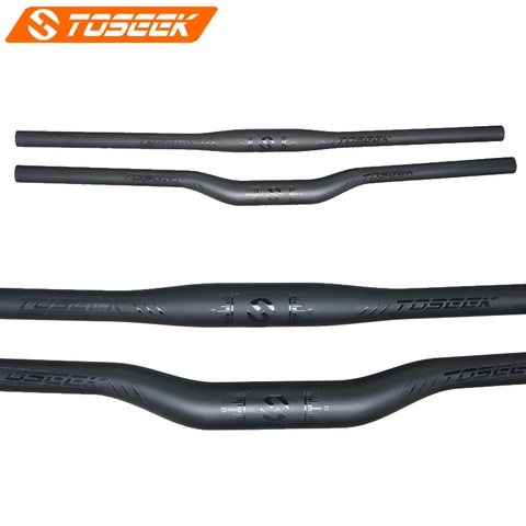 TOSEEK Bike Handlebar MTB Handlebar Rise Flat Bar Bike Parts Black Matte UD Carbon Fiber Bicycle Handlebars 31.8mm ► Photo 1/6