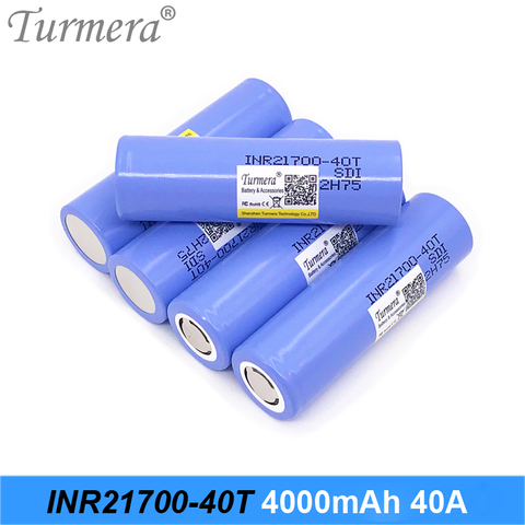 Turmera New 21700 Battery 4000mAh 40A INR21700-40T Rechargeable Lithium Battery for E-cigarette and Screwdriver Vacuum Cleaner A ► Photo 1/6