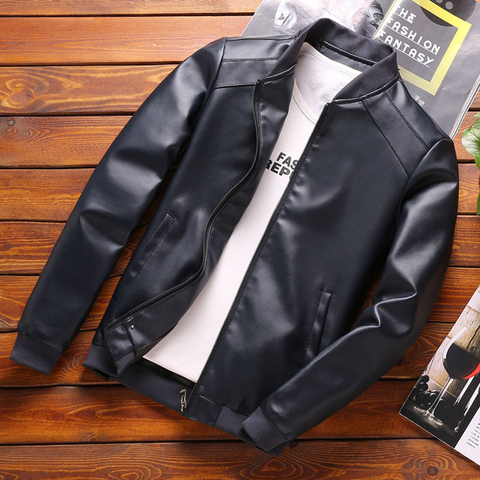 Thoshine Brand Spring Autumn Men Leather Jackets Classic Slim Fit Male PU Leather Coats Motorcycle Biker Streetwear Smart Casual ► Photo 1/5