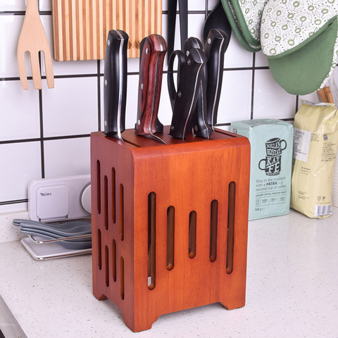 Rosewood Wood Knife Holder Bamboo Wall-mounted Kitchen knives Block Universal Chef Ceramic Santoku Knife Stand Rack Organizer ► Photo 1/6