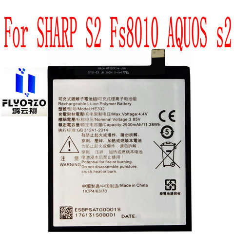 100% New High Quality 2930mAh HE332 Battery For SHARP S2 Fs8010 AQUOS s2 Mobile Phone ► Photo 1/2