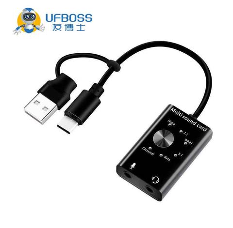 NEW External Sound Card USB 2.0 Type-C to 3.5mm Jack Headphone Microphone Audio Adapter for Mac Linux Androi USB Audio Card ► Photo 1/6