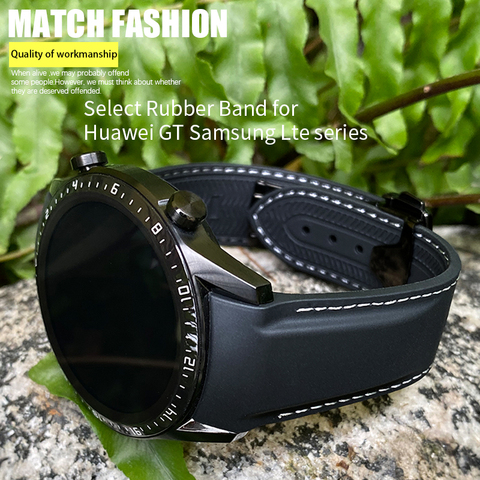 20mm 19/21mm 22mm Curved end Silicone rubber watch band suitable for HUAWEI GT2 Samsung Galaxy Watch S3 S4 MIDO Hamilton strap ► Photo 1/6