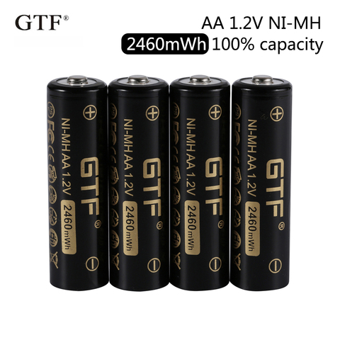 2022 New GTF 1.2V NI-MH AA battery 2460mWh 2050mAh 100% capacity rechargeable battery for Camera Flashlight ► Photo 1/5