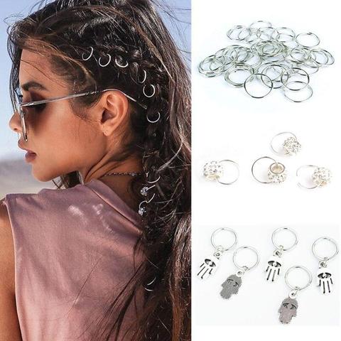 50 Pcs Hair Jewelry for Braids, Metal Gold Hair Charms for Women, Hair  Beads Rings Accessories Decoration