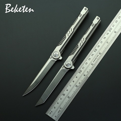 BEKETEN Shadow M390 Folding Knife Titanium Handle Outdoor Camping Hunting Fishing Tactical Survival Pocket Knife Cut EDC Tools ► Photo 1/6