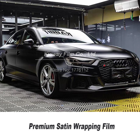 Highest quality Satin Black Vinyl wrapping satin black wrap Car Wrap Car Wrapping Foil quality Warranty Bubble Free 5m/10m/18m ► Photo 1/6