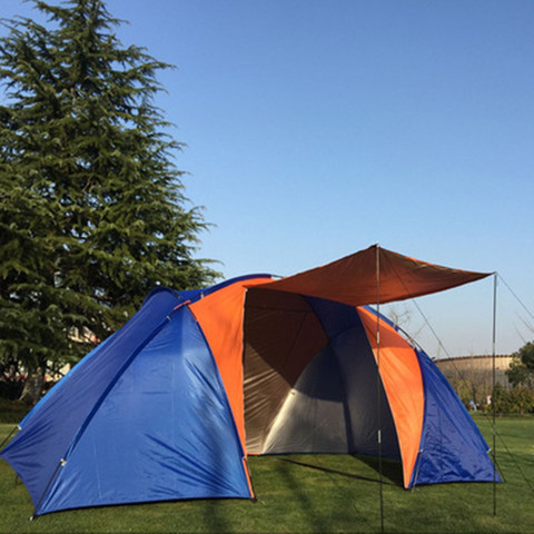 3-4 Person Camping Tent Two Bedroom Double Layer 210D Oxford Waterproof Large Family Tourist Tent for Party Hiking 220*430*175cm ► Photo 1/6