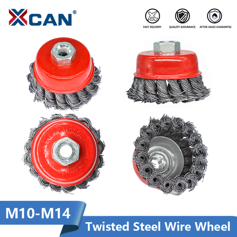 XCAN Twisted Steel Wire Wheel M10-M14 Brush Strong Paint Remove Rotary Twist Knot Deburring 2.5-6 Inch For Metal Angle Grinder ► Photo 1/6