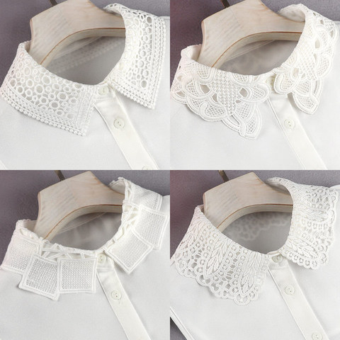 Sitonjwly Women Solid White Fake Collar Hollow Shirt False Collar Ladies Female Detachable Collar Sweater Dress Decororation ► Photo 1/6