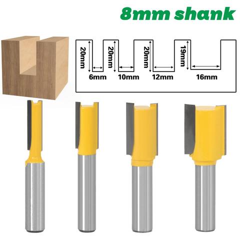 1PC 8mm Shank Straight Woodworking Router Bit Set Wood Cutter 6/10/12/16mm Cutting Diameter Milling Cutter Tool ► Photo 1/6