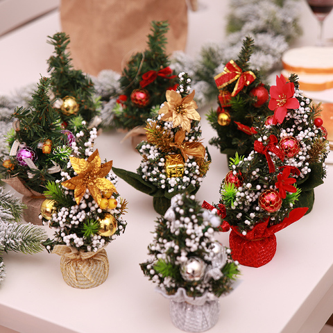 New Mini Christmas Tree Snowflakes Artificial Christmas Mini Cedar Ornaments Festival Table Miniature Ornament Home Decoration ► Photo 1/6