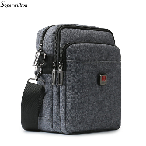Soperwillton Men's Shoulder Bags Crossbody Bag USB Port For 7.9' Ipad Water-resistent Oxford Travel Bags zip Belt Bag Male #1042 ► Photo 1/6