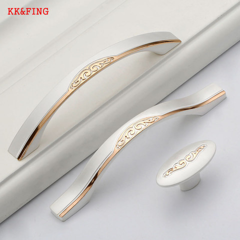 KK&FING European Zinc Alloy Gold Silver Cabinet Door Handles Drawer Knobs Kitchen Cupboard Door Pulls Furniture Handle Hardware ► Photo 1/6