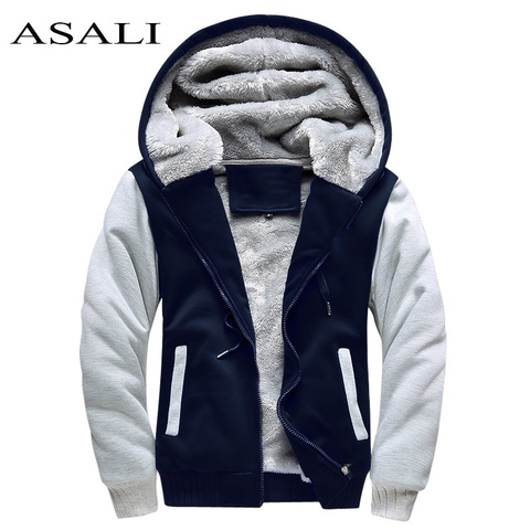 ASALI Bomber Jacket Men 2022 New Brand Winter Thick Warm Fleece Zipper Coat for Mens SportWear Tracksuit Male European Hoodies ► Photo 1/6