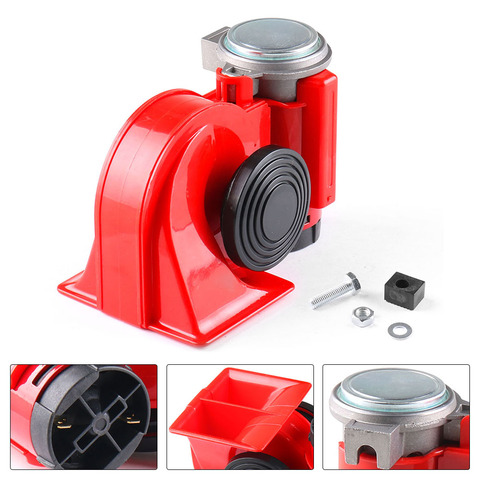 12V 115dB Car Air Horn Red Compact Dual Tone Electric Pump Loud Siren Vehicle for Car Motorcycle Truck Bicycle ► Photo 1/6