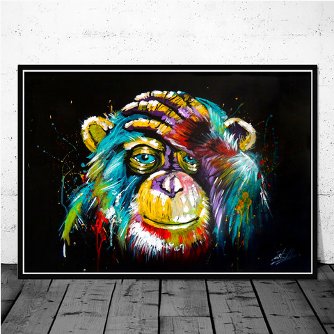 Watercolour Thinking Monkey Wall Art Canvas Print Abstract Animal Poster Painting No Frame Home Decor Picture For Room Cuadros ► Photo 1/6