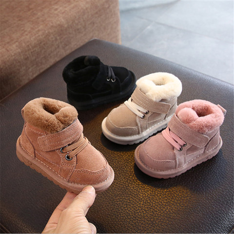 New Winter Baby Snow Boots Unisex Leather Cute Boys Girls Shoes Warm Cotton Kids Sneakers Soft Bottom Toddler Baby Shoes ► Photo 1/6