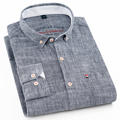 High Quality Long Sleeve Shirts For Men Cotton And Linen Turn-Down Collar Solid Casual Shirts Comfort Soft Men Brand ► Photo 1/5