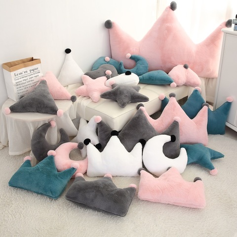 40~75cm Faux Bunny Fur Crown Heart Moon Star Triangle Shaped Plush Pillow PP Cotton Stuffed Throw Pillow Women Girls Decoration ► Photo 1/6