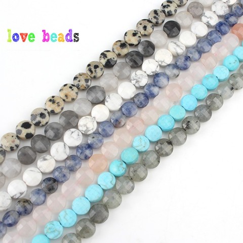 6x6mm Natural Faceted Stone Beads Turquoises Jaspers Crystal Coin Beads for Jewellery Making Diy Bracelet Necklace 15