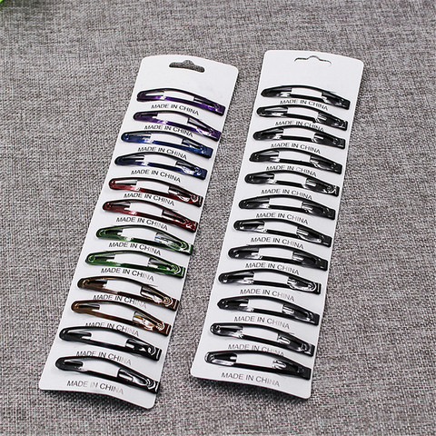 12Pcs/Set Black Hair Clip Woman Hair Barrettes Metal BB Clips