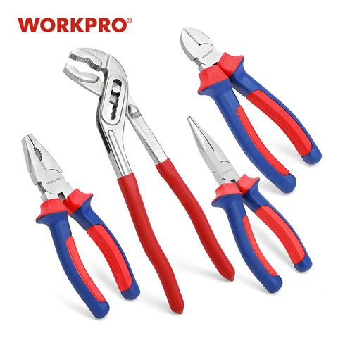 WORKPRO 4PC Home Tool Set  Plier Set Joint Pliers Diagnoal Pliers Water Pump Plier Adjustable wrench ► Photo 1/6