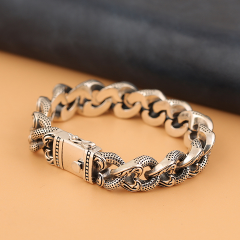 RetroSen New Silver Men Bracelet Thick Style Hipster Korean Chinese Style Domineering Personality Creative Gift Tank Chain ► Photo 1/6