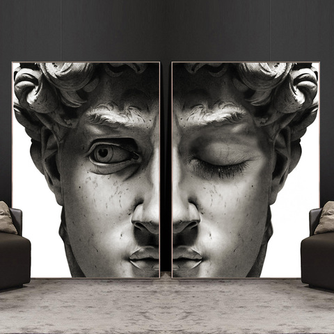 Black And White David Sculpture Canvas Paintings On The Wall Posters And Prints Portrait Wall Art Canvas Pictures Decor Cuadros ► Photo 1/6