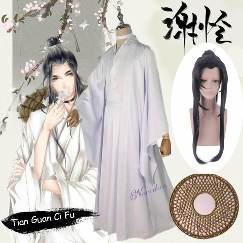 Tian Guan Ci Fu Cosplay Xie Lian Cosplay Costume Xielian Wigs Bamboo Hat Prop Chinese Hanfu Dress Anime Outfit Women Men ► Photo 1/6